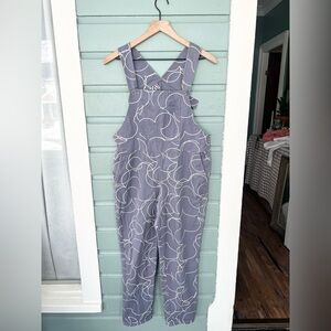 Dusen dusen Anthropologie blue white abstract printed overalls size small